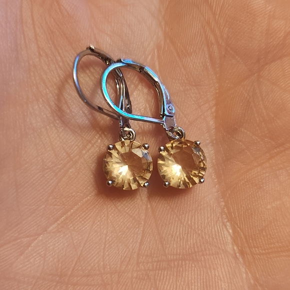 Morganite Earrings Sterling Silver 925, Dangle Earrings Women Silver, 6MM - Picture 1 of 6